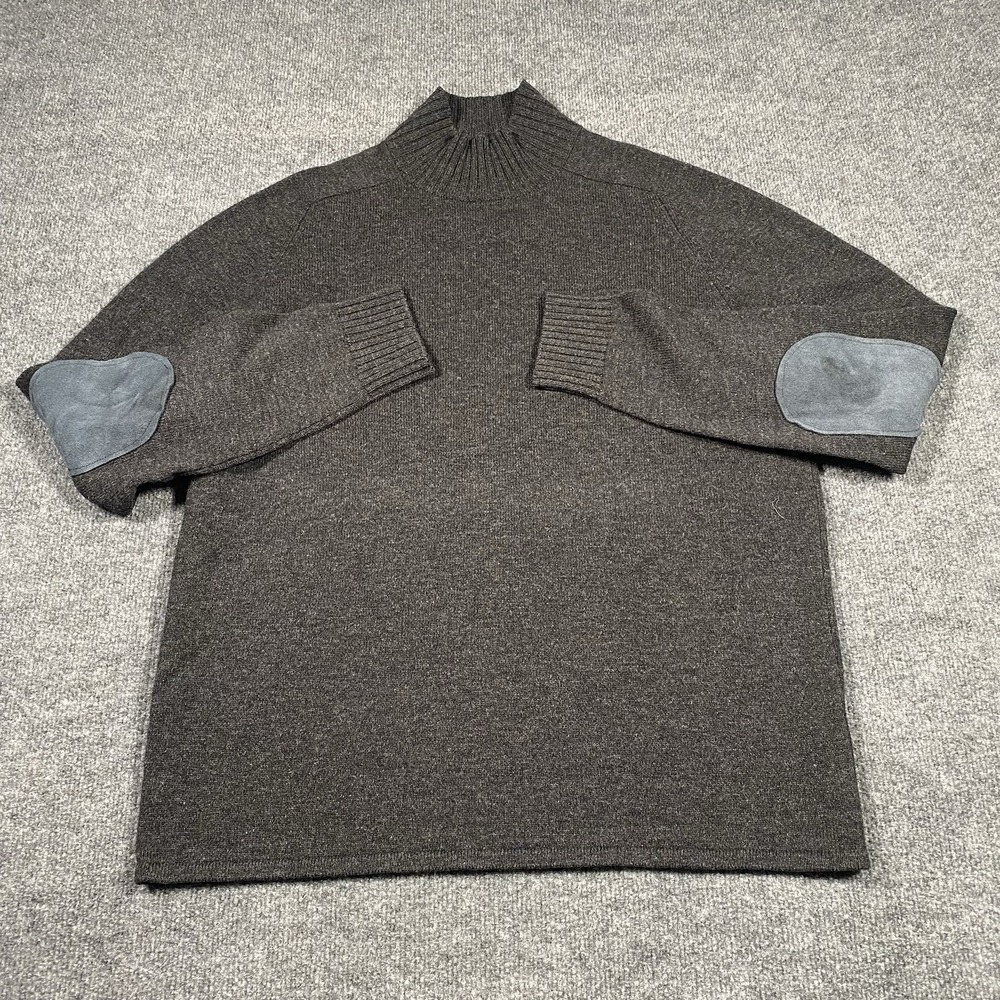 Vintage 90s J. Crew Lambswool Turtleneck Pullover Sweater Elbow Pads Mens Large